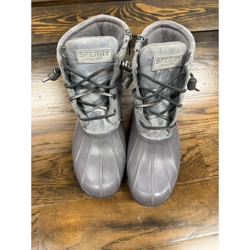 Sperry Duck Boots Gray Silver‎ Camo 5.5 STS87061 Saltwater